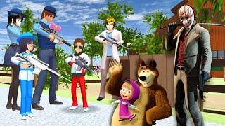 Viral new Drama aksi Yuta and Mio menyelamatan Masha and the bear Vs Yakuza Sakura School Simulator