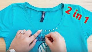 A sewing trick how to downsize a large neckline easilyHow to Reduce T-Shirt COLLAR.