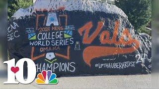 UTs rock is painted to honor the national champions
