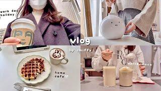 office workers weekly vlog‍ enjoying stay home work hard homemade waffles cooking
