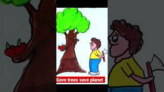 save Trees save earth #mycreative #artshorts #youtubeshorts #art #saveplanet #diy