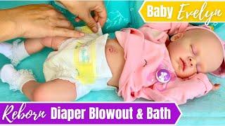 Reborn Baby Diaper Blowout Bath & Nap Routine With My Beautiful Full Vinyl Reborn Baby Evelyn.