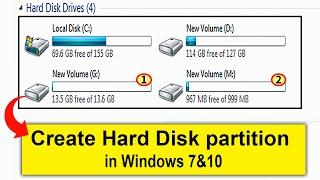 How to Create Hard Disk Partition in Windows 7&10  Create New Drive 2023