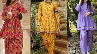 stylish and gorgeous causal cotton printed short frock designs