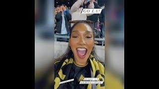 Candice patton with her friends watch the football game #136