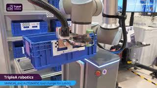 TripleA robotics. WINGMAN Cobot Tool Changer on display at R22 fair in Odense 2022