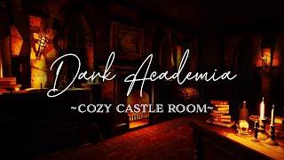 Secret Castle Room  Dark Academia  Piano Rain Fire