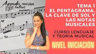 Tema 1 El pentagrama la clave de sol y las notas musicales. Curso Lenguaje y Teoría. Iniciación