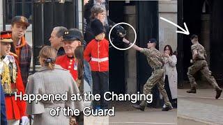 Soldier Rushes to Aid Kings Guard During the Changing of the Guard