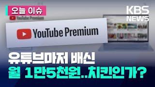 오늘 이슈 유튜브 프리미엄 1만 5천원으로 껑충 한번에 40% 넘게 올려  KBS 2023.12.08.