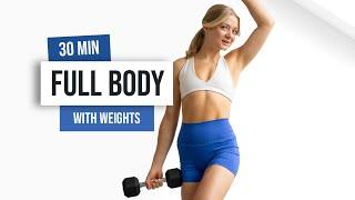 30 MIN FULL BODY BURN - NO JUMPING - With Weights Advanced Home Workout No Repeats