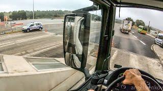 POV truck Driving MAN tgx 470 La Jonquera Spain to first area in France  cockpit view 4K