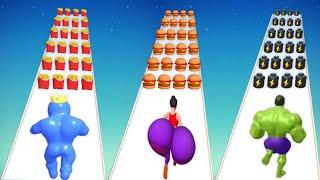 BLUE MONSTER RUN vs TWERK RACE 3D vs MUSCLE RUSH - Triple Satisfying Mobile Games  New Update 