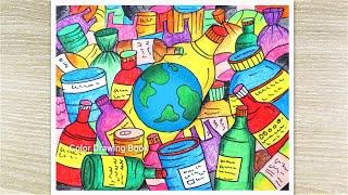 How to draw stop plastic pollution poster Save Earth Drawing Save Nature