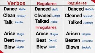 200 regular and irregular verbs in English with pronunciation and meaning in Spanish