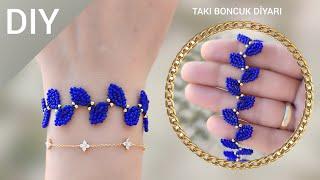 Kum boncuktan Yapraklı Bileklik YapımıSeed bead  Leaf Bracelet How to make beaded bracelet