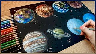 색연필 드로잉 태양계 행성 그림 그리기수금지화목토천해  Drawing the planets of the Solar System