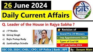 Daily Current Affairs 2024  26 June 2024 Current Affairs  Current Affairs Today 2024