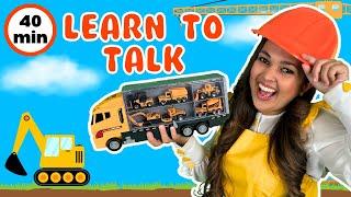 Construction Vehicles Cars Shapes & Animals For Kids   ️   Ms Moni  Kids Learning Videos
