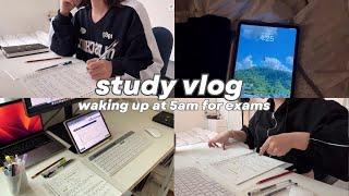 EXAM STUDY VLOG   waking up at 5am  my realistic uni life? in Korea 