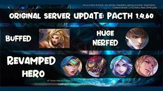 New Updates Official Server Patch Notes 1.4.60  Hero Buffed and Nerfed - Mobile Legends Bang Bang