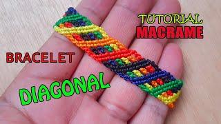 PULSERA DIAGONAL  tutorial Macrame  como hacer pulsera de hilo fácil y rápida para principiantes