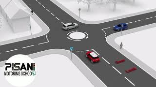 Mini roundabout turning right 3rd exit