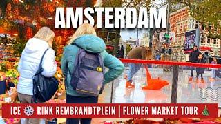 ️ AMSTERDAM ICE RINK & FLOWER MARKET TOUR   AMSTERDAM CHRISTMAS 2023