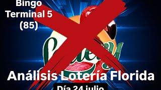 Seguimos por más y más bingos con los análisis de la lotería Florida. Día 24 julio