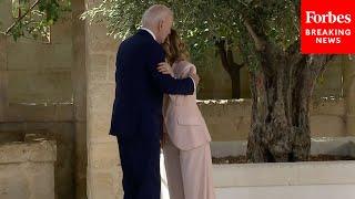 WATCH President Biden Greets Italian Prime Minister Giorgia Meloni At The G7 Summit In Italy