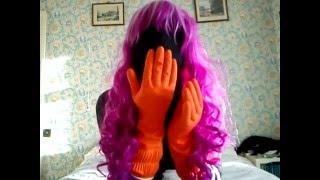 Zentai Girl  Double Gloving