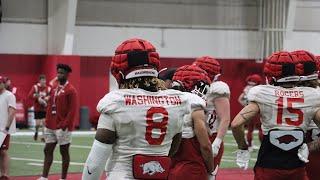 Video from Arkansas ninth spring practice April 4