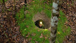 Girl Living Off Grid Build a Deep Hole Secret Underground Home Shelter in Winter Start to Finish