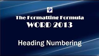 Word 2013 Heading Numbering