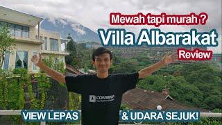 rekomendasi villa terbaik di puncak - villa albarakat  kolam renang dengan view gunung.