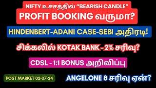 NIFTY உச்சத்தில் “Bearish Candle”- Profit Booking வருமா?  Hindenburg Case  SEBI  Angelone  Tamil