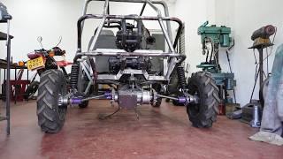 Homemade buggy with differential locking system pt 2  Engine with reverse gearbox install my buggy