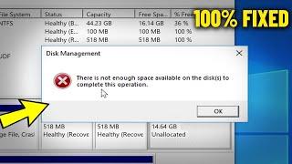 There is not enough space available on the disks to complete this operation in Win111087 Fix 