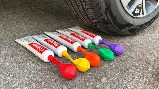 Experiment Car vs Toothpaste and Balloons  Crushing Crunchy & Soft Things by Car  Test Ex