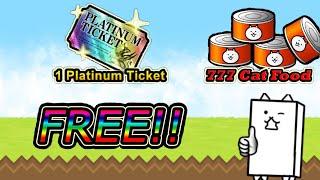 Free platinum ticket and over 900 catfood  Battle cats