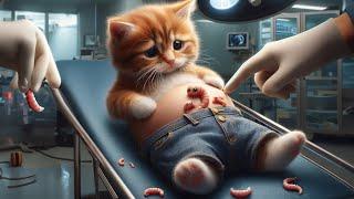 Kittens Belly Contains Countless Worms #cat #cutecat #aicat #kittten