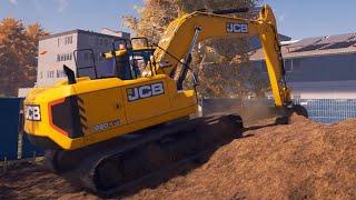 Construction Simulator  Loading out spoil w JCB 220X excavator & DAF 8x4 w Meiller