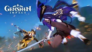 Navia & Clorinde Protect The Traveler Cutscene Animation  Archon Quest Act 2  Genshin Impact 4.0