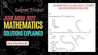 JEE B.Arch 2023 Most Important Maths Questions solved  Jee Paper 2 2023 1st Attempt Maths Solutions