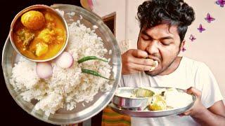 Special Egg Curry & Rice Hard Working Boy  Egg Rice Recipe  Indian Street Food
