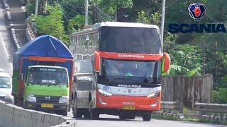  AKSI MENEGANGKAN‼️BUS TRONTON SCANIA UGAL UGALAN  BALAPAN BUS VS TRUK 