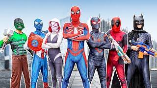 PRO 5 SPIDER-MAN Team  TEAM SPIDER-MAN vs SUPER BAD-HERO TEAM ???  Live Action  - By Bunny Life