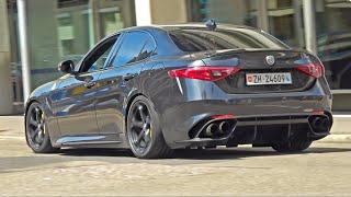 Alfa Romeo Giulia QVs Driving Around in Zurich Exhaust SOUNDS