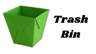 Paper Dustbin DIY  How to make _ easy Origami _ paper trash bin  Paper Craft tutorial for kids 