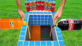 Experiment Coca Cola of Fanta VS Popular Sodas  M&M Candy Fanta Fanta And Mentos İn The Pool